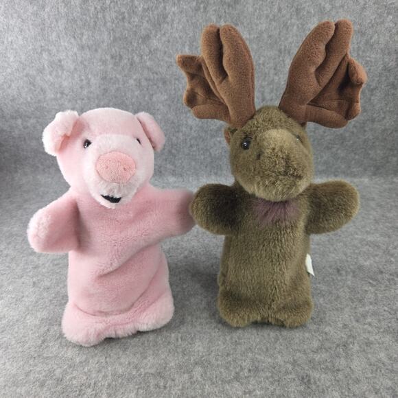 Alma's Designs Hand Puppet Lot Pink Pig Brown Moose Pretend Play Golf Club Cover - Picture 1 of 15